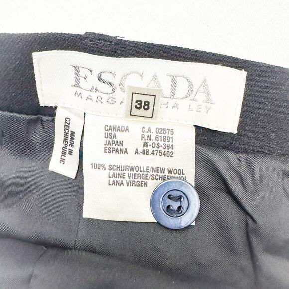 Escada Margaretha Ley Black 100% Wool Pencil Skirt Size 38 - Picture 3 of 5